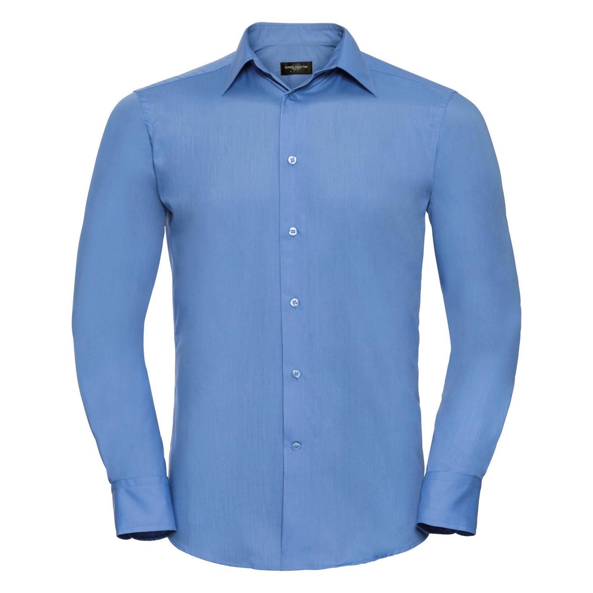 Collection Popeline Hemd, Langarm, Pflegeleicht Herren Blau 4XL von Russell