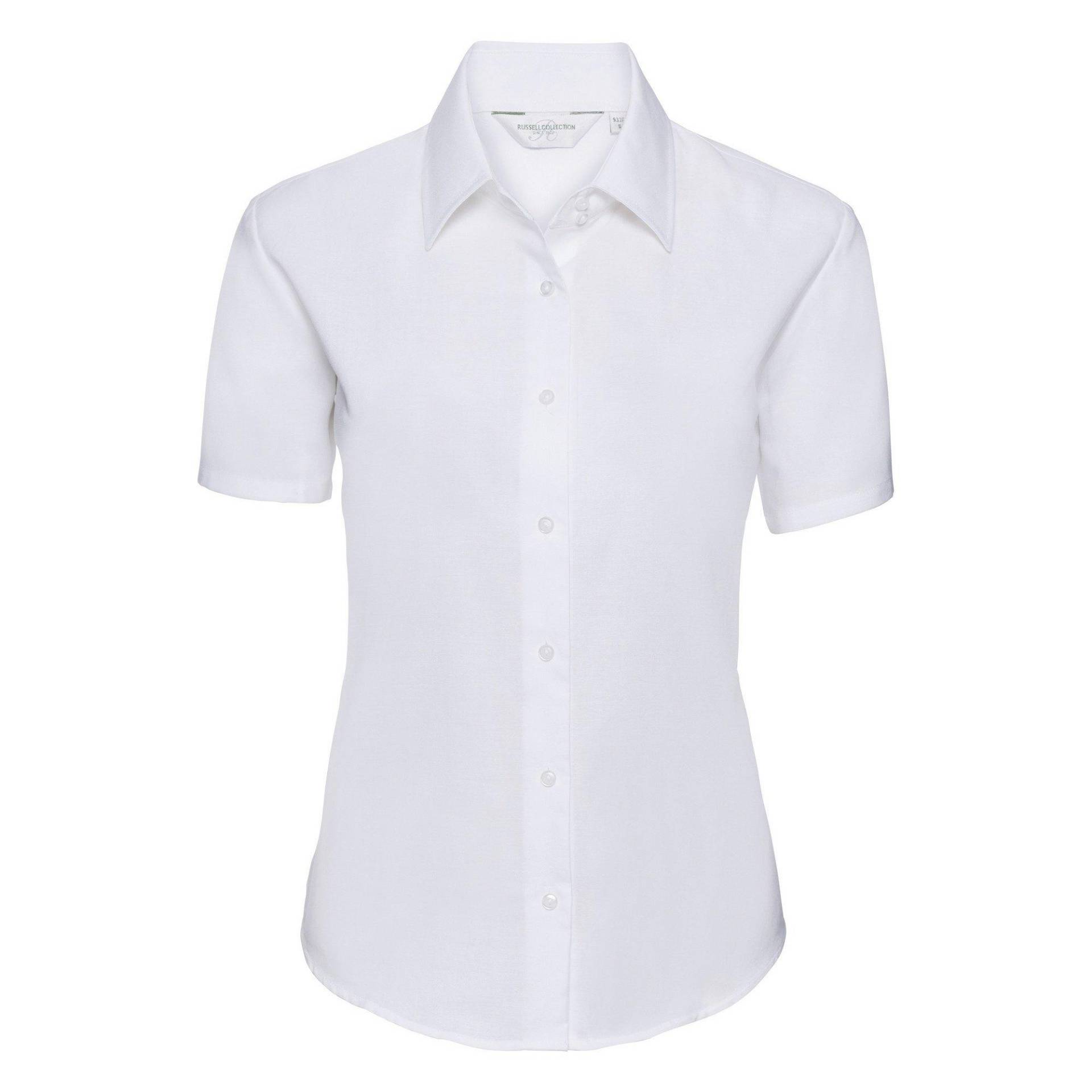 Russell - Collection Easy Care Oxford Bluse, Kurzarm, für Damen, Weiss, Größe 4XL von Russell