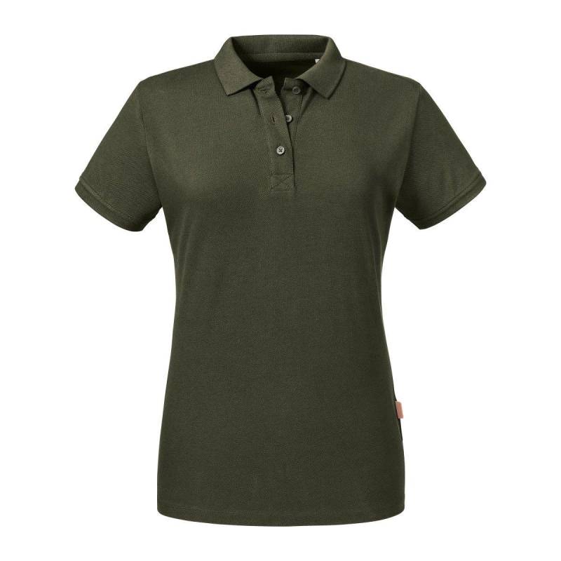 Russell - Poloshirt, aus biologischem Anbau, für Damen, Olivegrün, Größe L von Russell