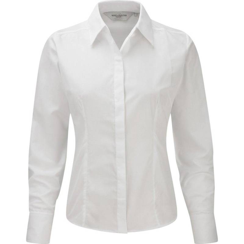 Russell - Collection Popelin Bluse Hemd, Langarm, pflegeleicht, tailliert, für Damen, Weiss, Größe L von Russell