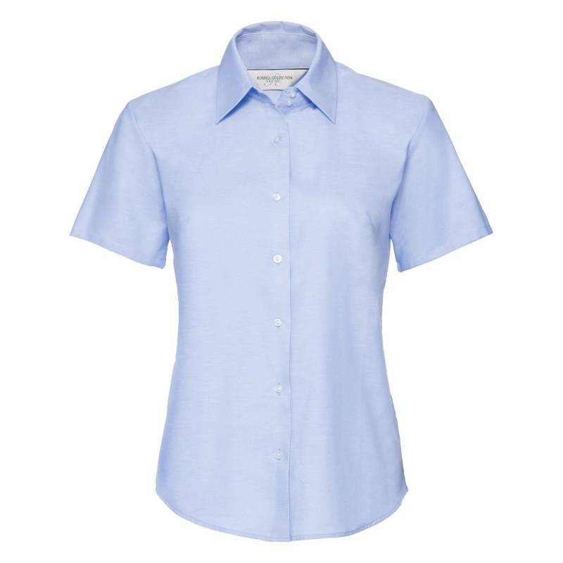 Russell - Collection Easy Care Oxford Bluse, Kurzarm, für Damen, Blau, Größe L von Russell