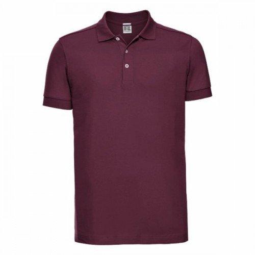 Russell - Stretch PoloShirt, Kurzarm, für Herren, Weinrot, Größe M von Russell