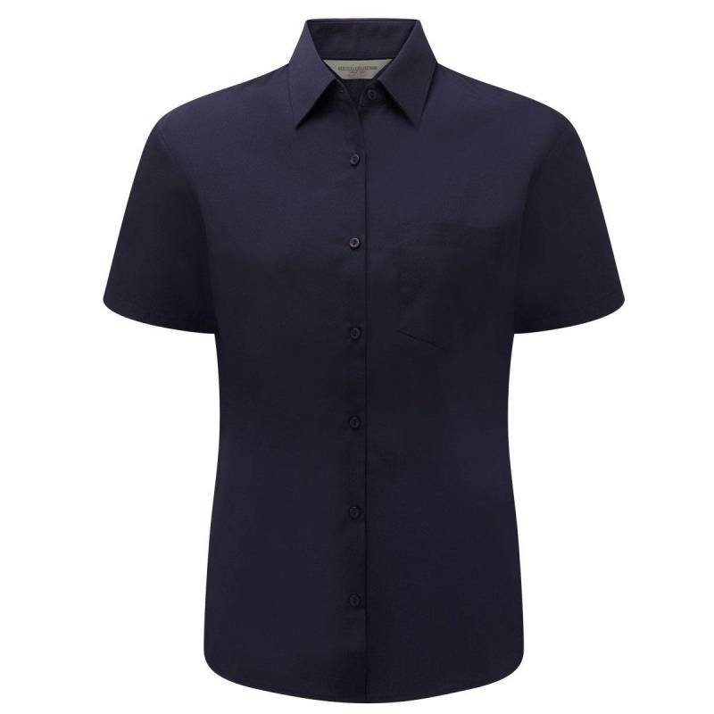 Russell - Collection Poplin Bluse, Kurzarm, pflegeleicht, für Damen, Marine, Größe M von Russell