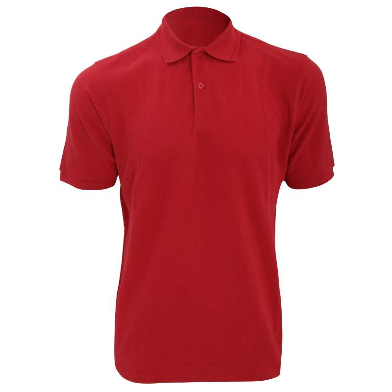 Russell - Ripple Collar & Cuff Kurzarm Polo Shirt, für Herren, Rot Bunt, Größe M von Russell