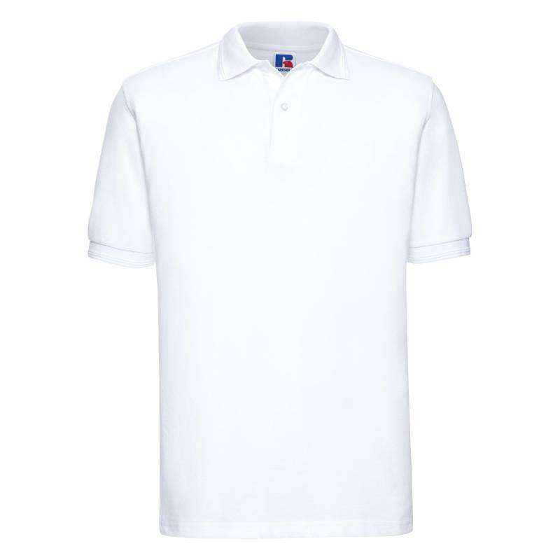 Ripple Collar & Cuff Kurzarm Polo Shirt Herren Weiss S von Russell