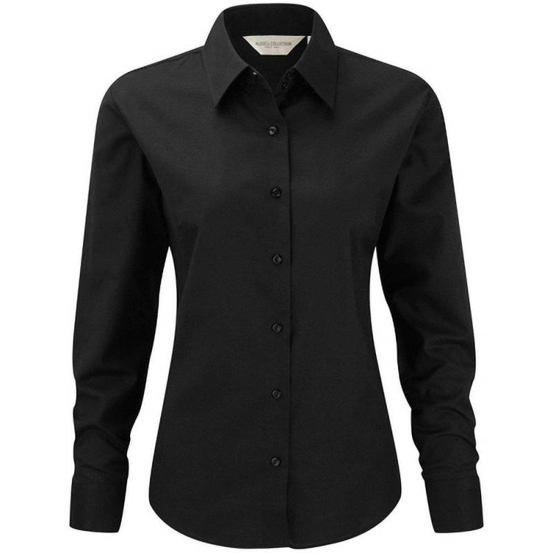 Russell - Collection Easy Care Oxford Bluse, Langarm, für Damen, Schwarz, Größe S von Russell