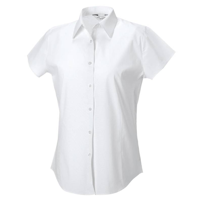 Russell - Collection Easy Care Bluse, Kurzarm, für Damen, Weiss, Größe XXL von Russell