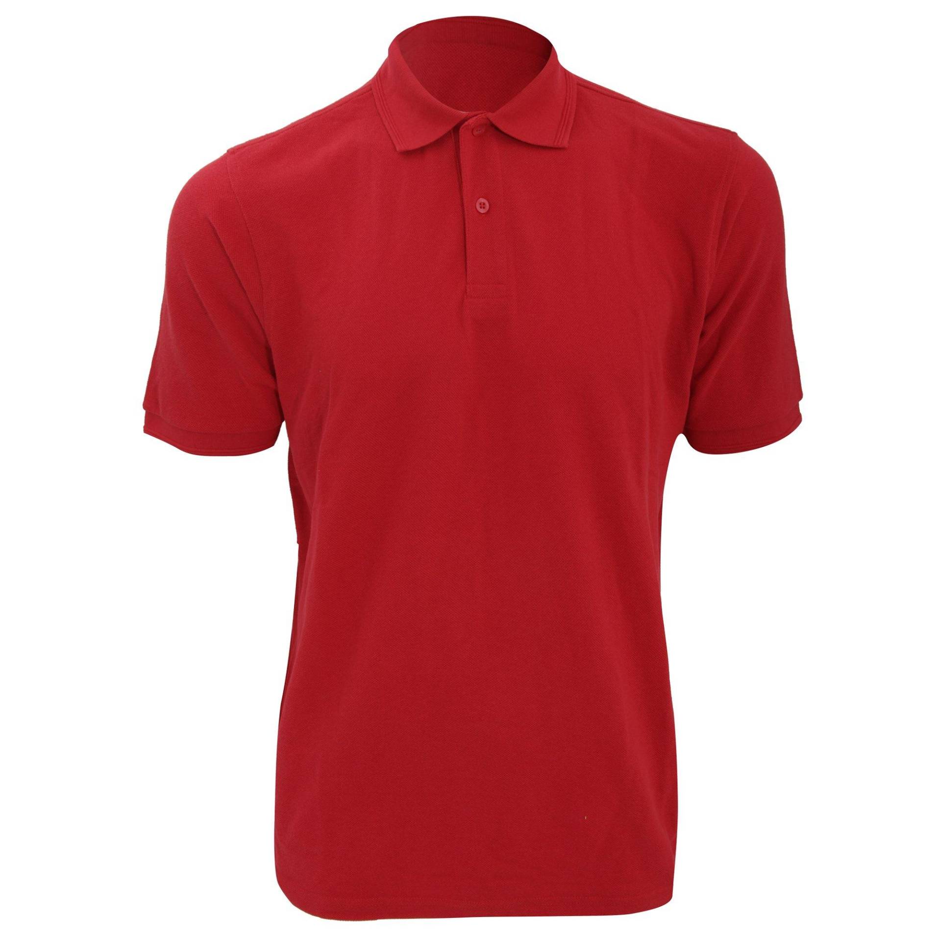 Ripple Collar & Cuff Kurzarm Polo Shirt Herren Rot Bunt XXL von Russell