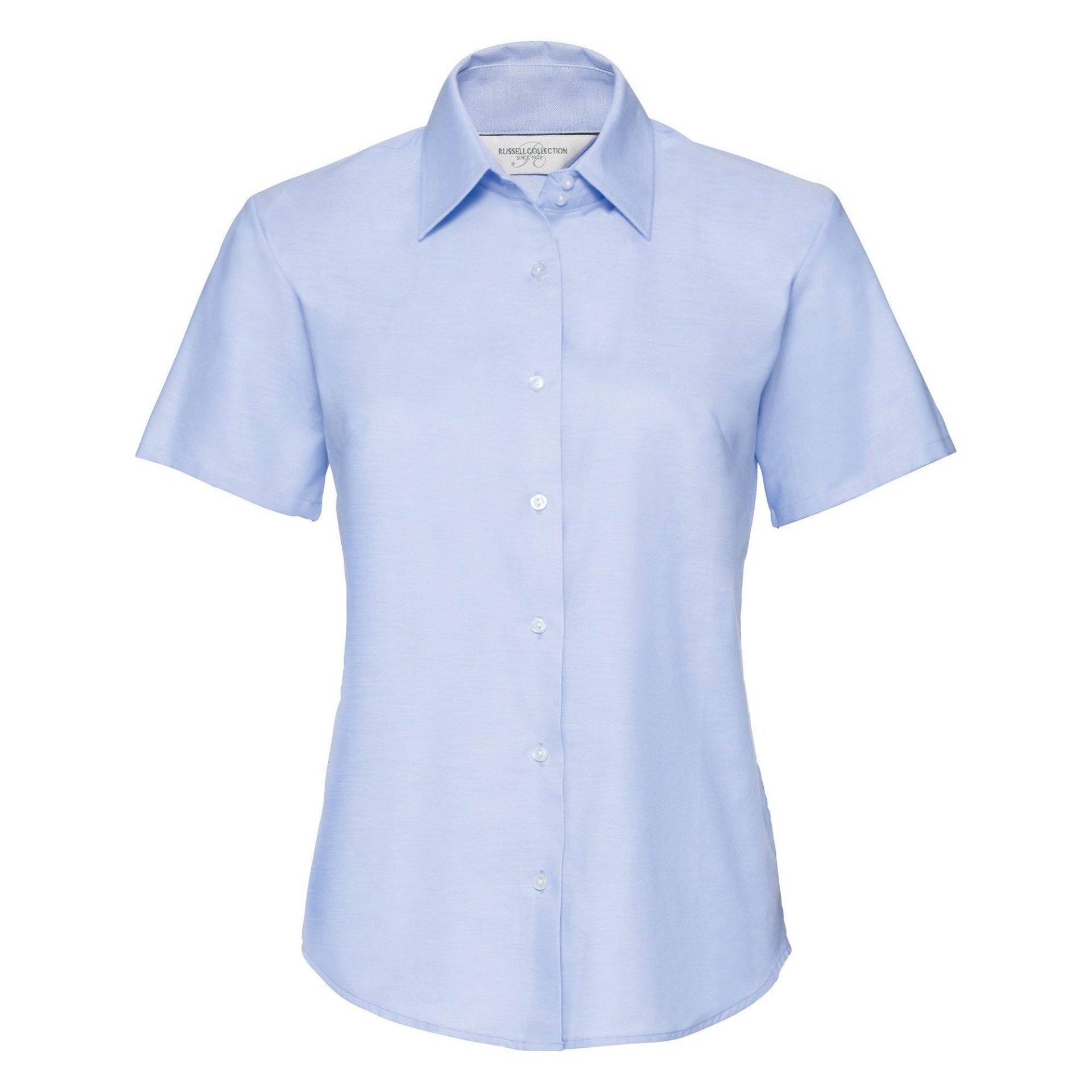 Russell - Collection Easy Care Oxford Bluse, Kurzarm, für Damen, Blau, Größe 3XL von Russell