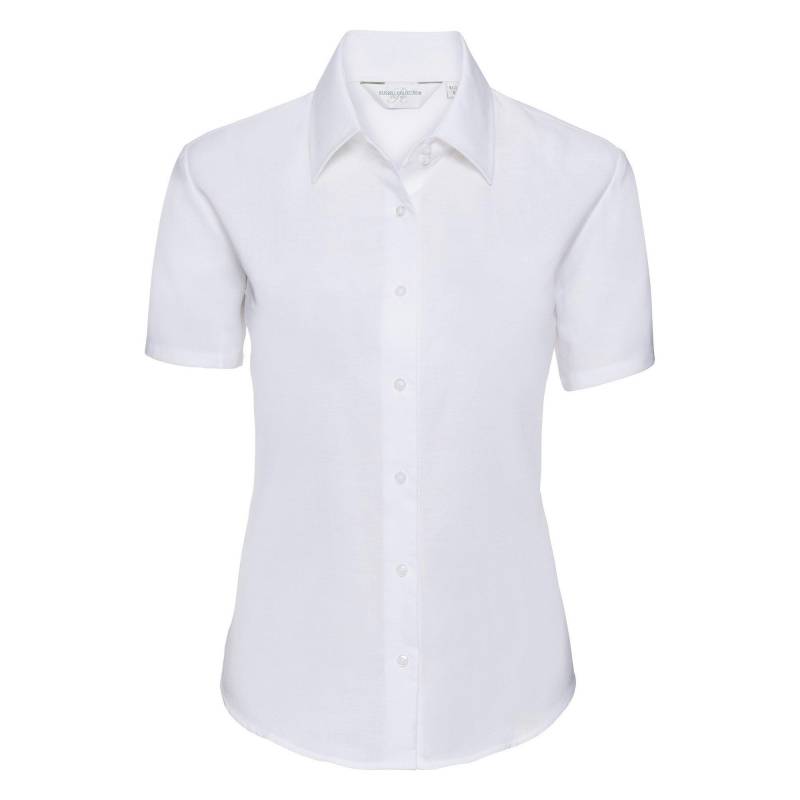 Russell - Collection Easy Care Oxford Bluse, Kurzarm, für Damen, Weiss, Größe S von Russell