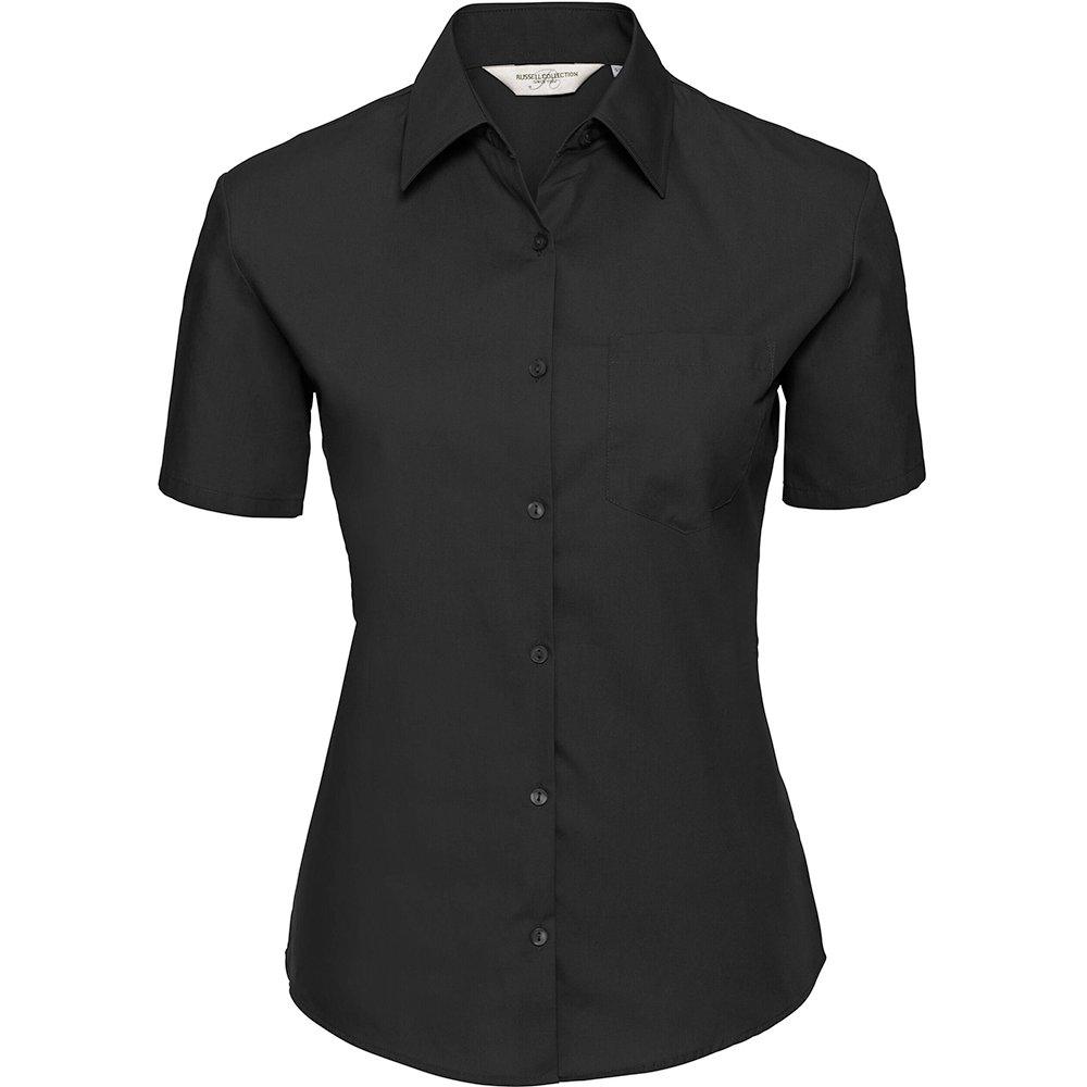 Collection Easy Care Popelinhemd Bluse Hemd, Kurzarm Damen Schwarz 4XL von Russell