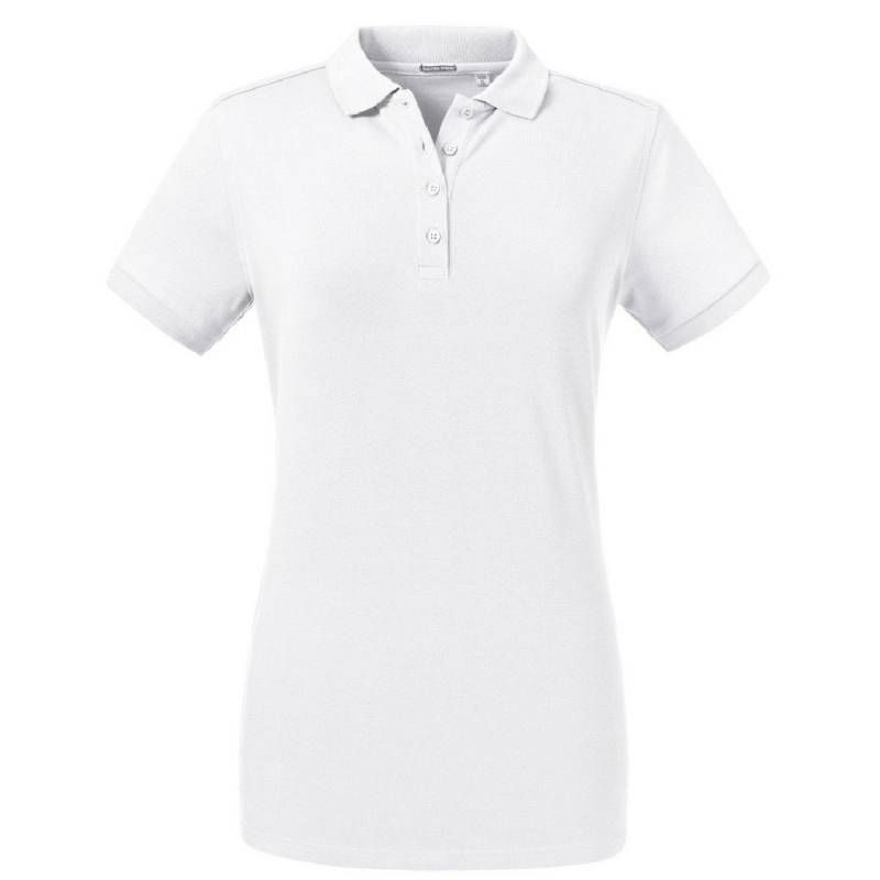 Poloshirt, Stretch Damen Weiss L von Russell