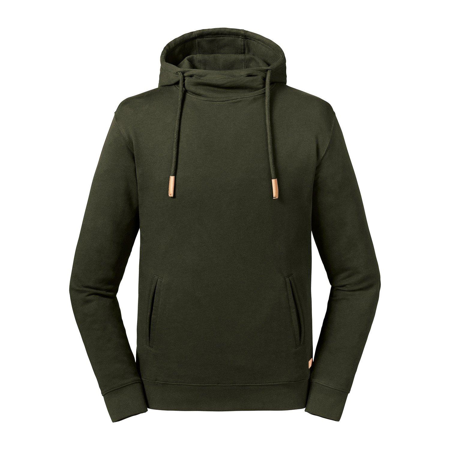 Reines Bio Sweatshirt Mit Hohem Kragen Und Kapuze Damen Olivegrün XXL von Russell