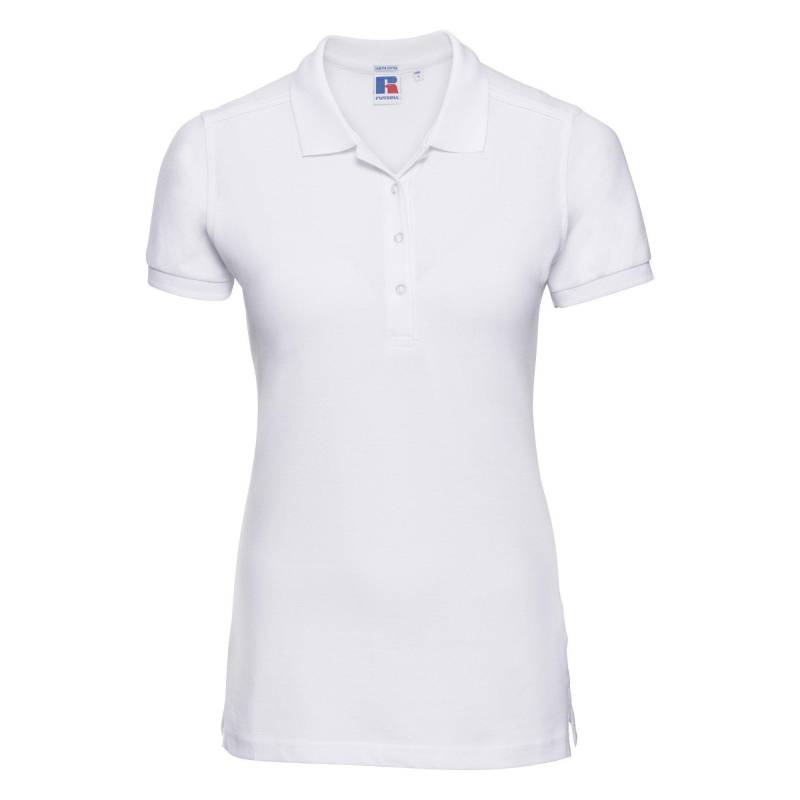 Stretch Poloshirt, Kurzarm Damen Weiss XL von Russell