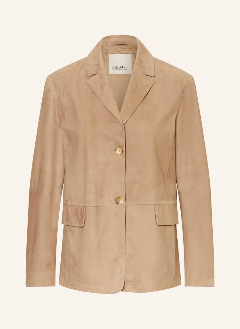 S Max Mara Lederblazer Primula beige von S Max Mara