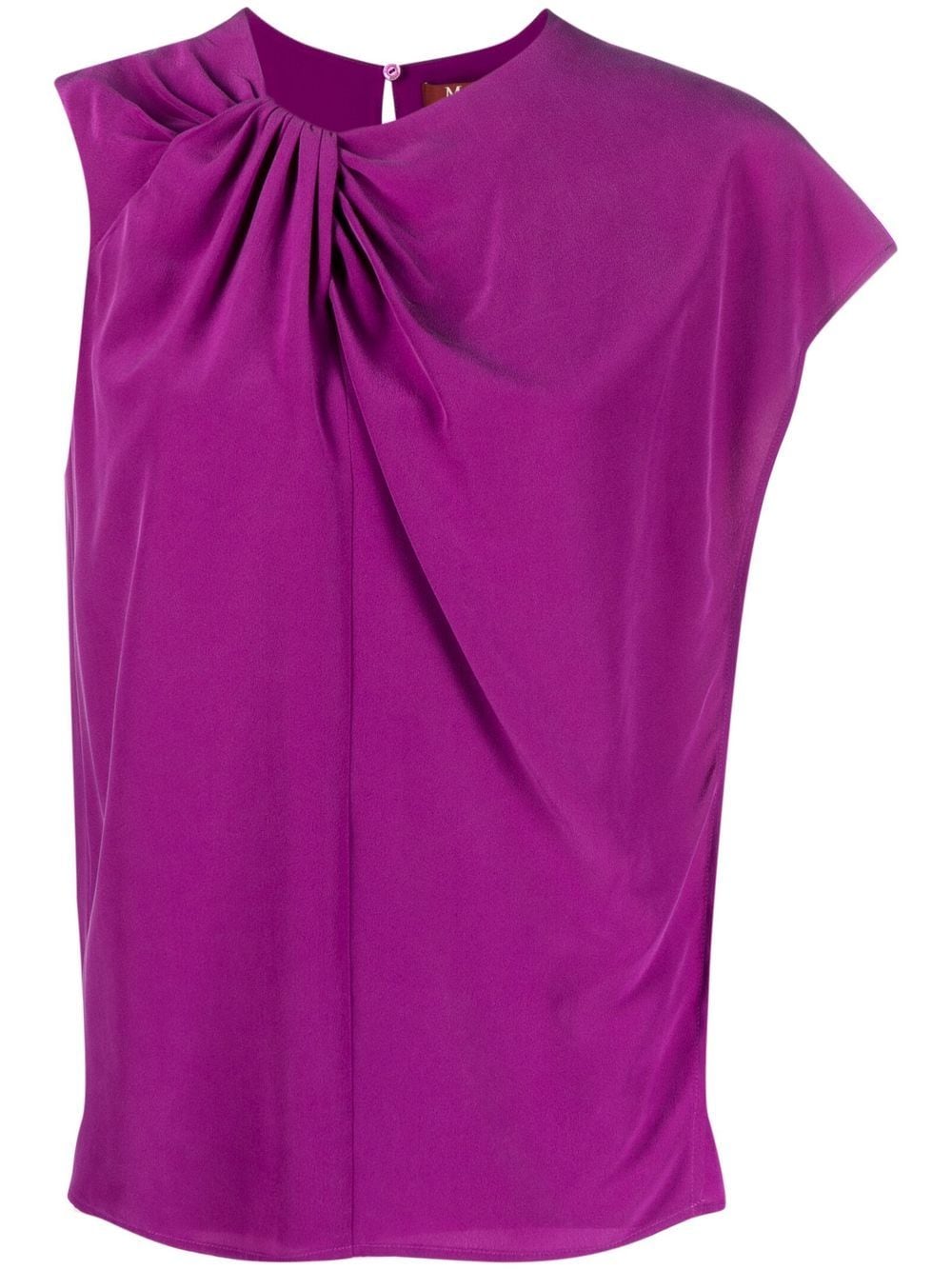 'S Max Mara asymmetric-sleeve silk T-shirt - Purple von 'S Max Mara