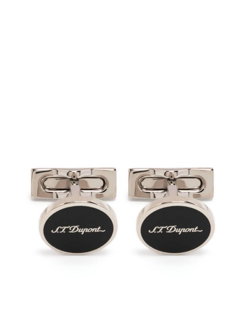 S.T. Dupont engraved-logo oval cufflinks - Silver von S.T. Dupont