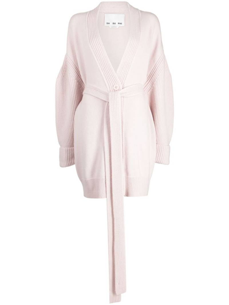 SA SU PHI tied-waist V-neck cardi-coat - Pink von SA SU PHI