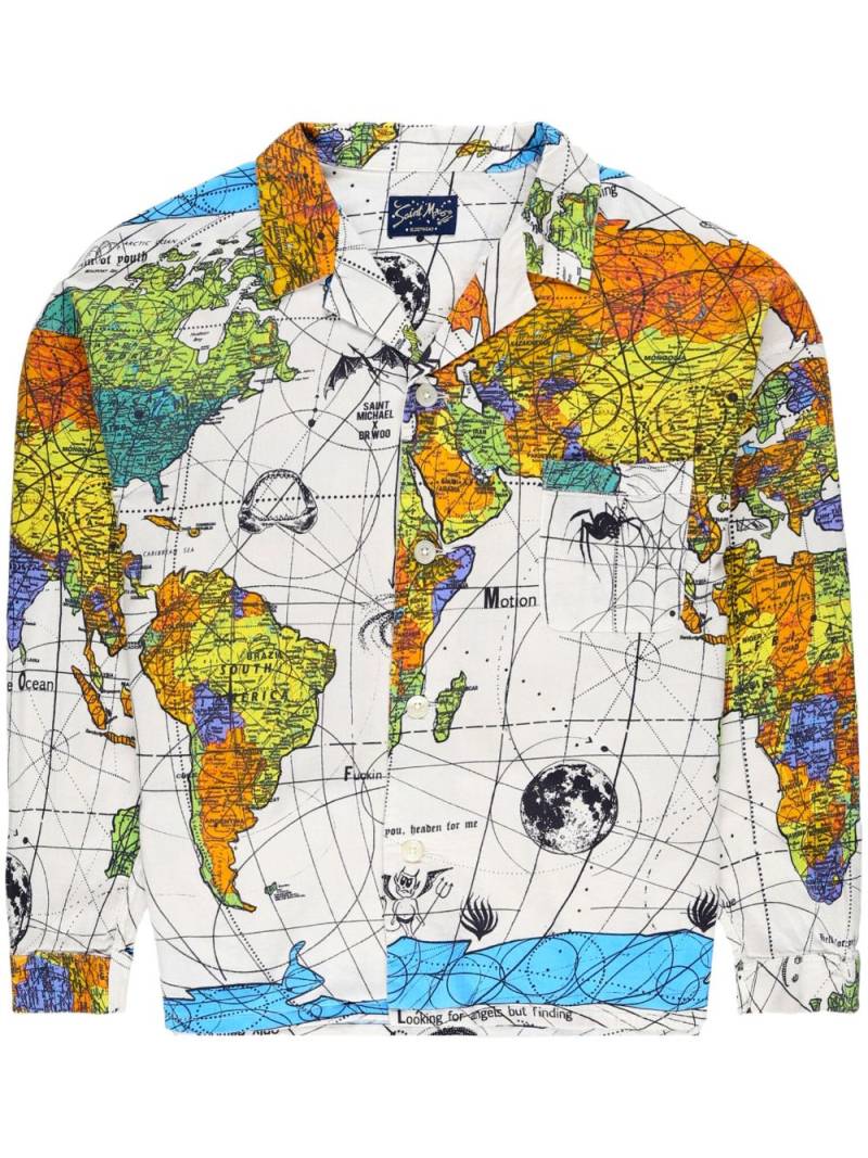 SAINT MXXXXXX World Map notched-collar shirt - White von SAINT MXXXXXX