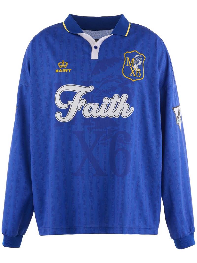 SAINT MXXXXXX text print long-sleeved polo shirt - Blue von SAINT MXXXXXX