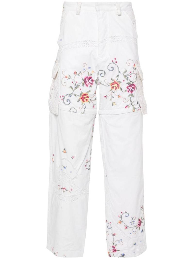 SAINTS STUDIO floral-embroidery tapered trousers - Neutrals von SAINTS STUDIO