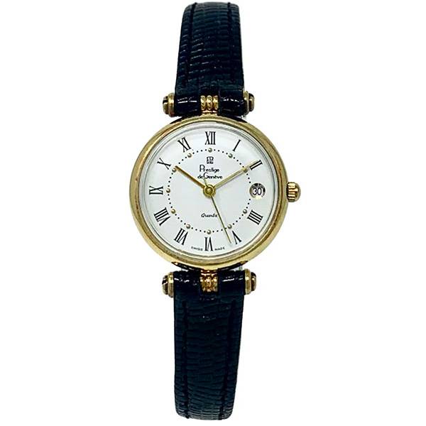 Prestige de Genève Damen Golduhr Quartz, Lederband