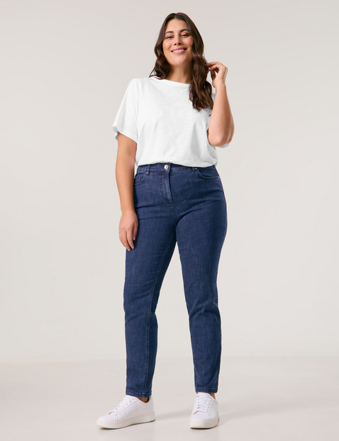 SAMOON Damen 5-Pocket Jeans Betty Baumwolle Normale Leibhöhe Blau von SAMOON