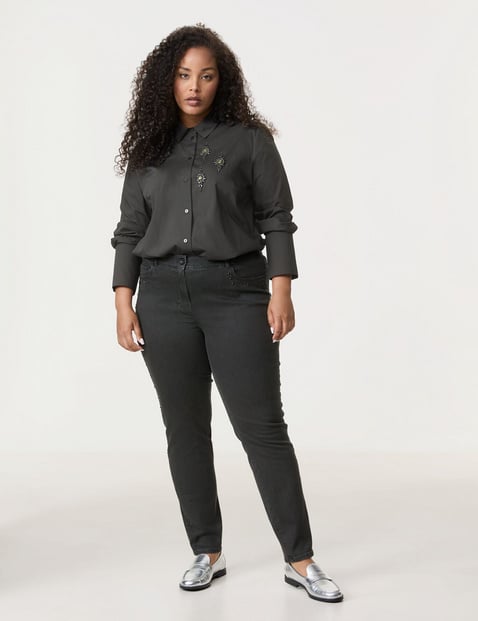 SAMOON Damen 5-Pocket Jeans mit Ziersteinen Betty Baumwolle Schwarz von SAMOON