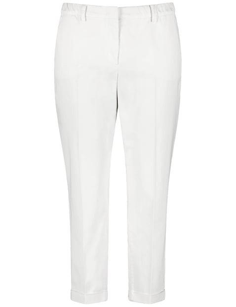 SAMOON Damen 7/8 Hose aus Baumwoll-Stretch Greta Baumwolle Normale Leibhöhe Weiss von SAMOON