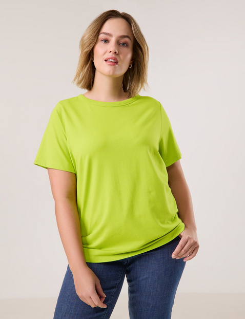 SAMOON Damen Basic T-Shirt 68cm Kurzarm Rundhals Modal, Grün von SAMOON