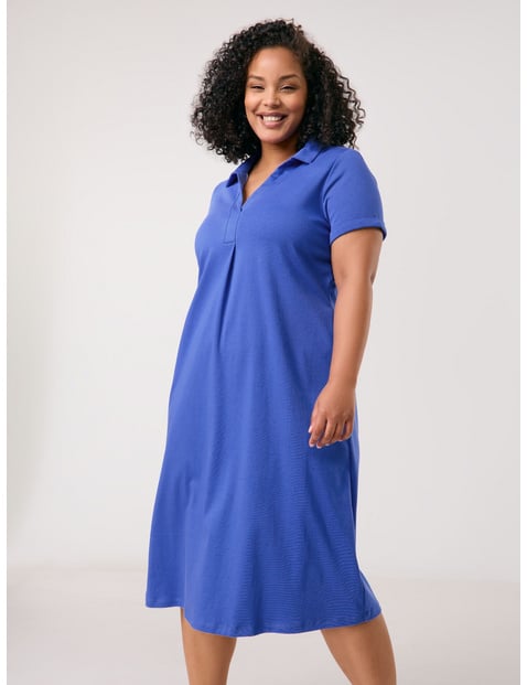 SAMOON Damen Baumwollkleid aus Interlock-Jersey Blau von SAMOON