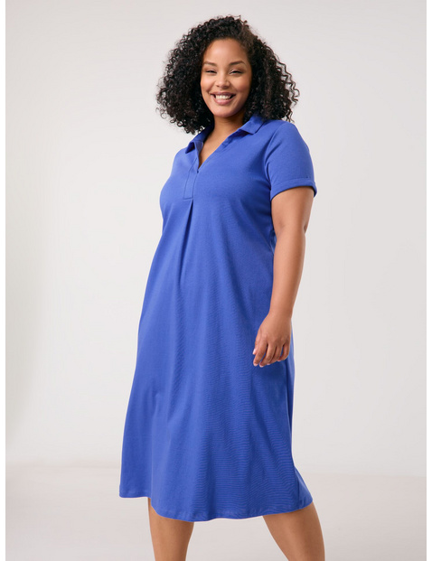 SAMOON Damen Baumwollkleid aus Interlock-Jersey Baumwolle Blau von SAMOON