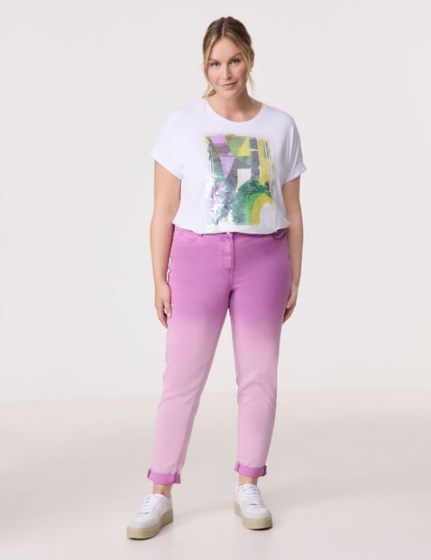 SAMOON Damen Coloured Jeans mit Farbverlauf Betty Jeans Baumwolle Lila von SAMOON