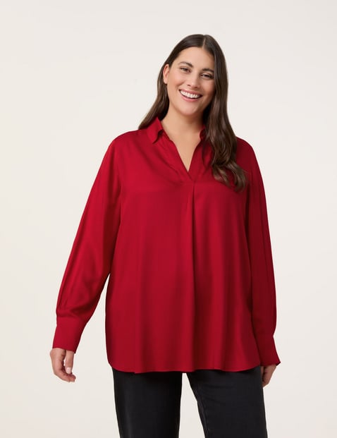 SAMOON Damen Elegante Bluse mit V-Ausschnitt 74cm Langarm Viskose, Rot von SAMOON