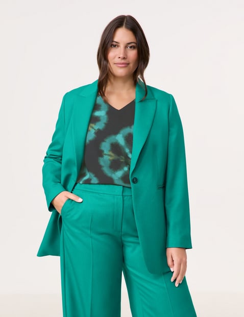 SAMOON Damen Eleganter Blazer 76cm Langarm Revers Blau von SAMOON