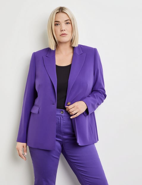 SAMOON Damen Eleganter Blazer mit Stretchkomfort 70cm Langarm Revers Lila von SAMOON