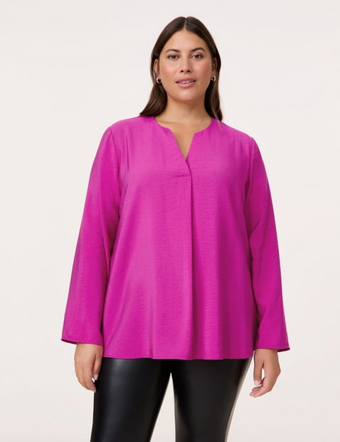 SAMOON Damen Fein schimmernde Bluse 68cm Langarm V-Ausschnitt Viskose Pink von SAMOON