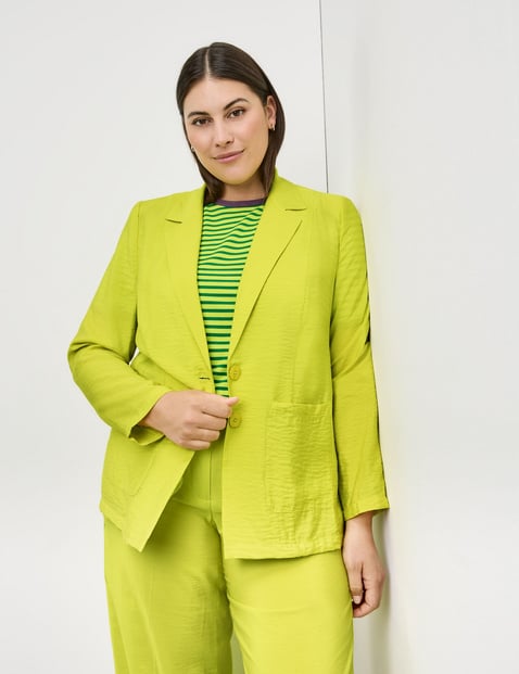 SAMOON Damen Fein schimmernder Blazer 70cm Langarm Revers Viskose Grün von SAMOON