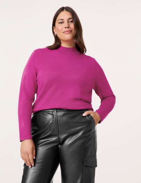 SAMOON Damen Feinstrick Pullover mit Turtleneck Langarm Viskose Pink von SAMOON