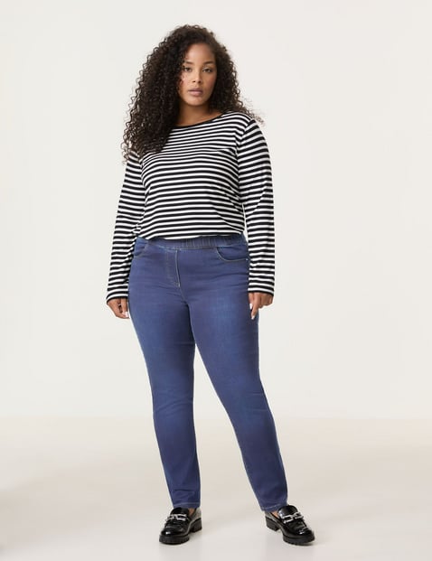 SAMOON Damen Jeggings aus Stretch-Denim Lucy Baumwolle Normale Leibhöhe Blau von SAMOON