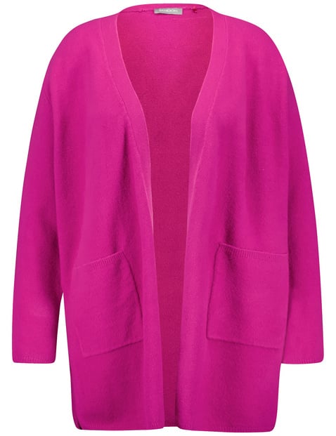 SAMOON Damen Kuscheliger Long-Cardigan 88cm Langarm Ohne Kragen Pink von SAMOON