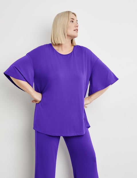 SAMOON Damen Legeres Shirt aus feinem Slinky-Jersey 76cm Weiter Arm Rundhals Lila von SAMOON