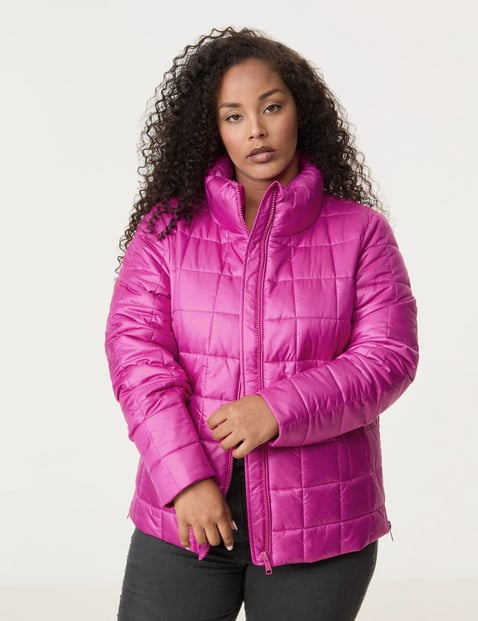 SAMOON Damen Leichte Steppjacke 66cm Langarm Stehkragen Reißverschluss Pink von SAMOON