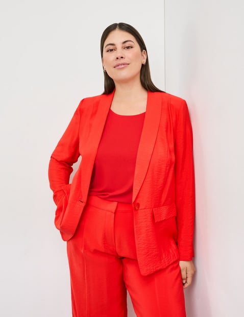 SAMOON Damen Leichter Blazer 68cm Langarm Revers Viskose Rot von SAMOON