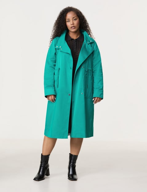 SAMOON Damen Leichter Parka 110cm Langarm Stehkragen Druckknopfverschluss, Blau von SAMOON