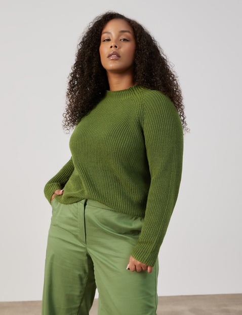 SAMOON Damen Pullover aus Bio-Baumwolle Langarm Turtleneck Grün von SAMOON