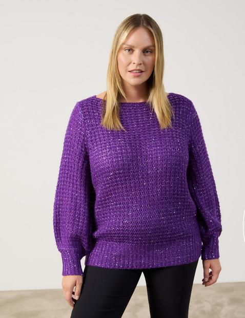 SAMOON Damen Pullover mit Pailletten-Zier Langarm Rundhals, Lila von SAMOON