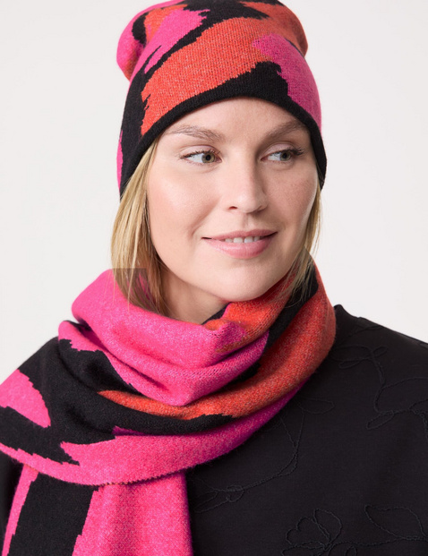 SAMOON Damen Strickmütze mit Jacquardmuster Pink gemustert von SAMOON