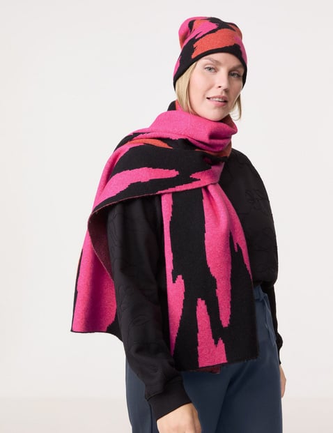 SAMOON Damen Strickschal 180cm Pink gemustert von SAMOON