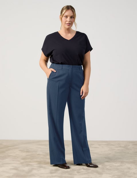 SAMOON Damen Weite Hose mit Nadelstreifen Carlotta Blau gestreift von SAMOON